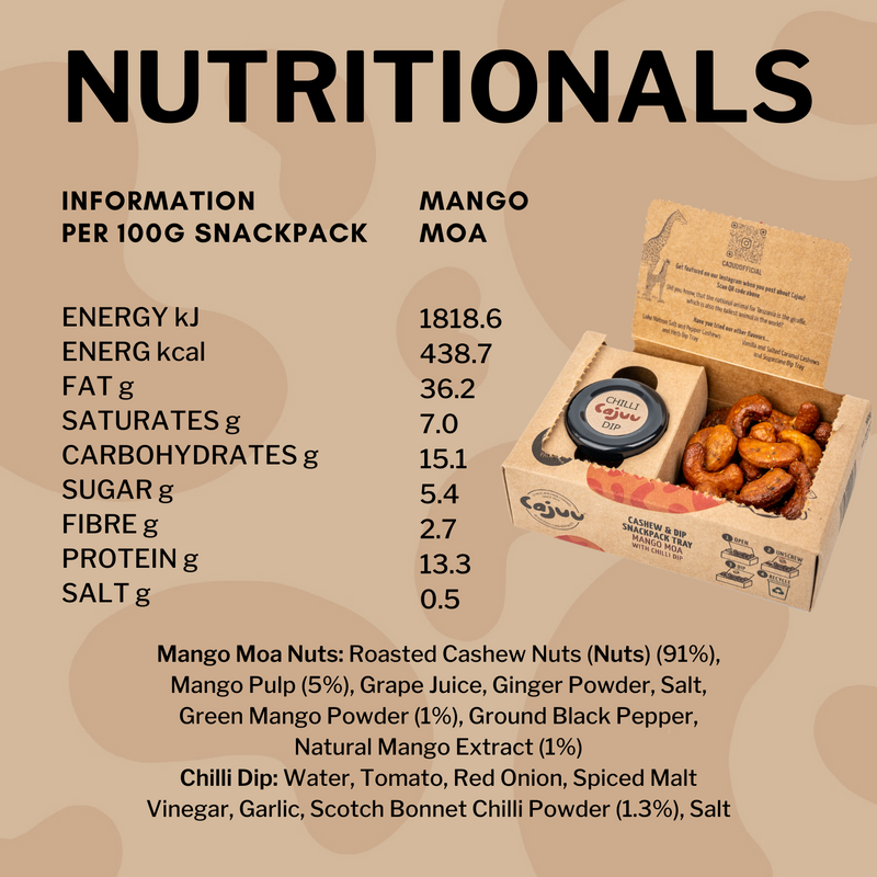 Mango Moa Cashew Nuts with Chilli Dip Snackpack Tray